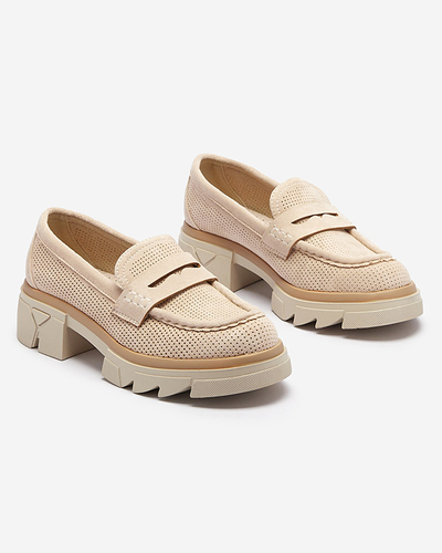 Mocassins ajourés beige pour femme sur une semelle solide Ejina - Footwear