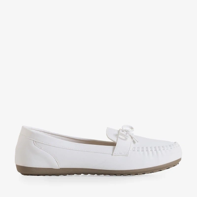 OUTLET Mocassins femme blancs à nœud Letisa - Chaussures