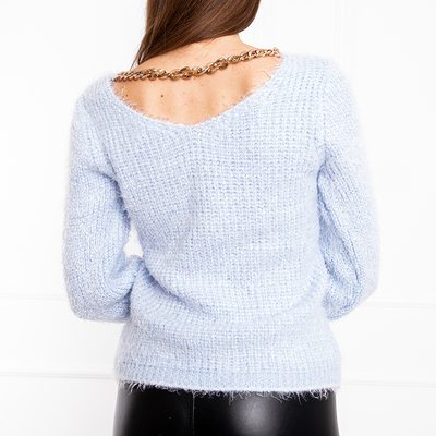Pull femme bleu à chaîne - Vêtements