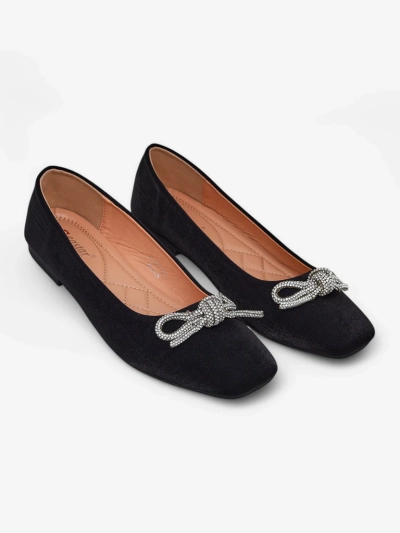 Royalfashion Ballerines pour femmes avec un nœud et brillance Ofenal