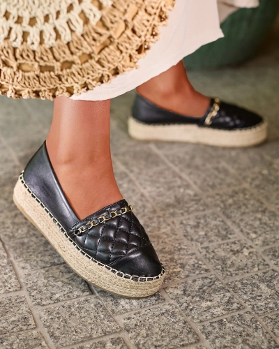 Espadrilles compensées pour femmes en noir Liggos- Footwear