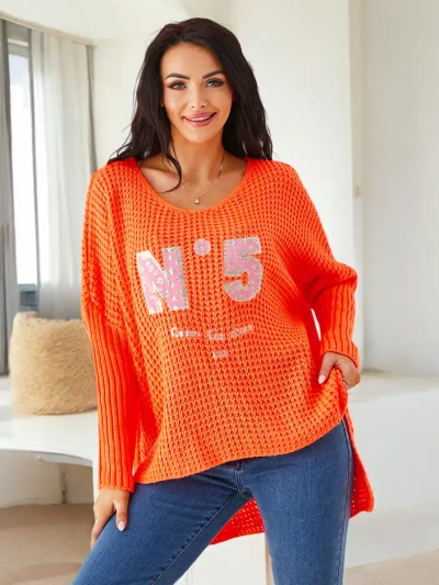 Pull en acrylique féminin tricoté Royalfashion avec inscriptions