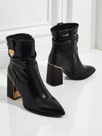 Bottines pour femmes en cuir écologique à talons épais AshenPurl