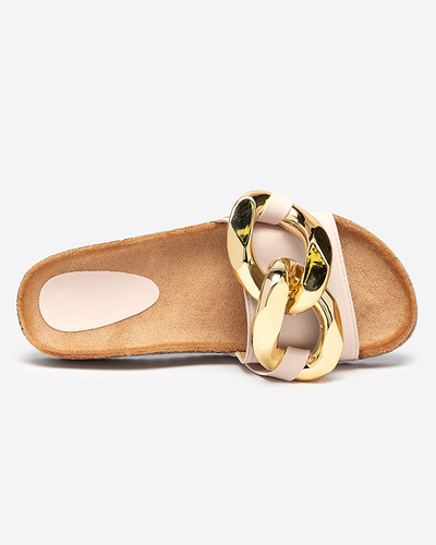 Claquettes pour femmes Coralia Royalfashion écru sur plateforme avec chaîne
