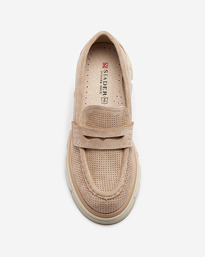 Mocassins ajourés pour femmes, marron clair, sur une semelle solide Ejina - Footwear