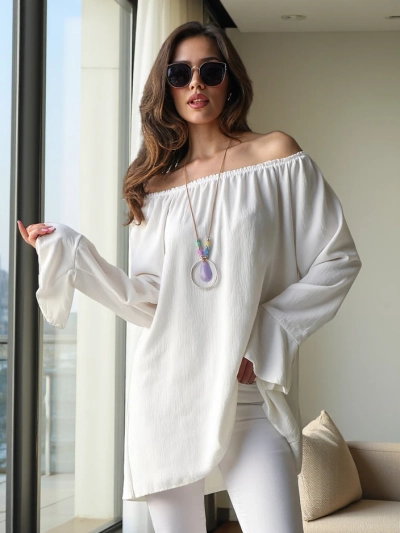 Blouse off-shoulder Royalfashion pour femmes avec volants