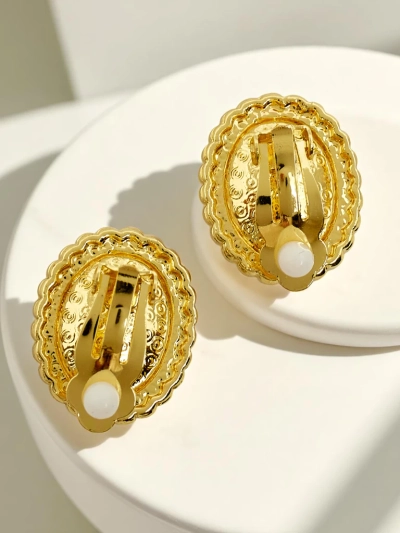 Boucles d’oreilles à clip Royalfashion pour femmes avec cristal et zircon cubique