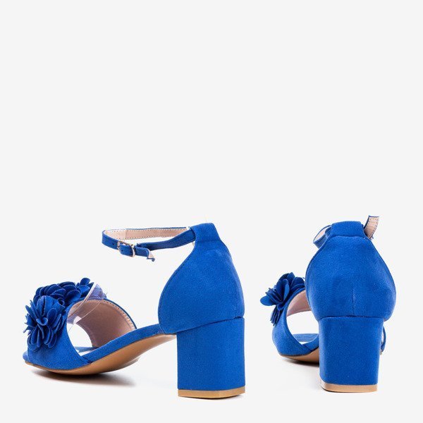 OUTLET Sandales cobalt sur un montant supérieur avec des fleurs Rewolina - Chaussures