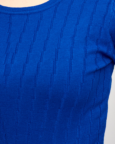 Pull col rond cobalt pour femme - Vêtements