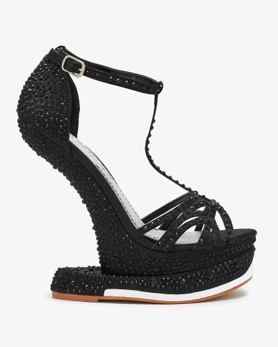 Escarpins noirs pour femme avec zircons Nekko- Footwear