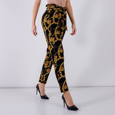 Pantalon femme noir avec imprimé - Vêtements