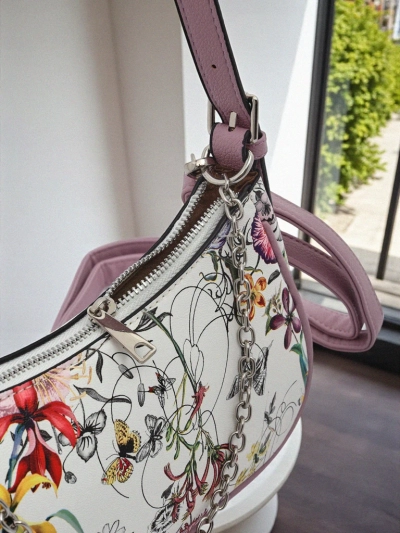 Royalfashion Petit sac à main pour femme en cuir écologique avec motif floral Lily Bloom