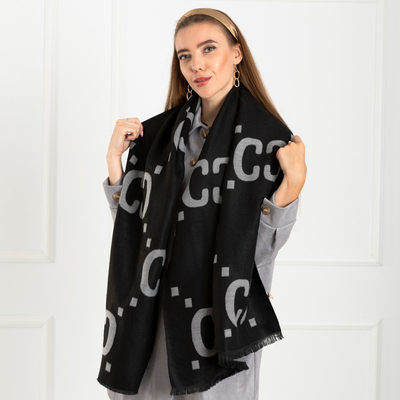 Écharpe chaude réversible à motifs pour femmes noire et grise - Accessoires