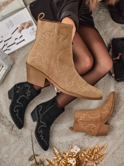 Bottines femme style santiags Velvet Ash – à talons