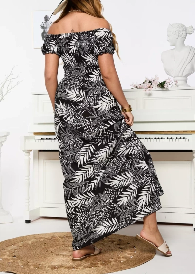 Robe midi femme noir floral - Vêtements