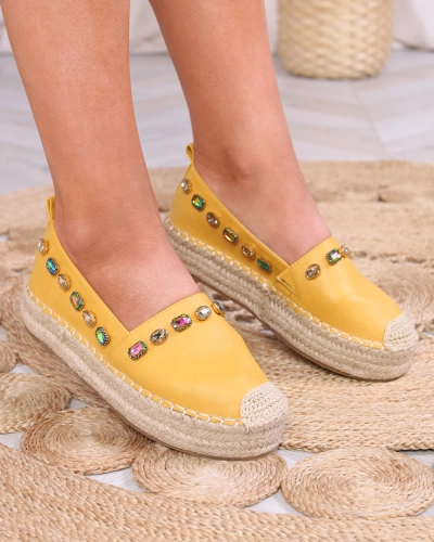 Espadrilles jaunes avec cristaux pour femme Ziennie - Chaussures