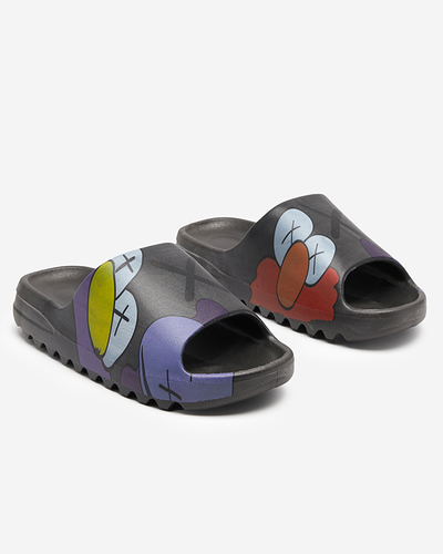 OUTLET Chaussons pour femmes en caoutchouc noir avec imprimé Pfizz-footwear