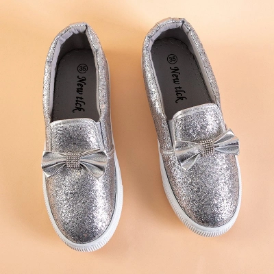OUTLET Enfant à enfiler argenté avec un nœud Cintia - Chaussures