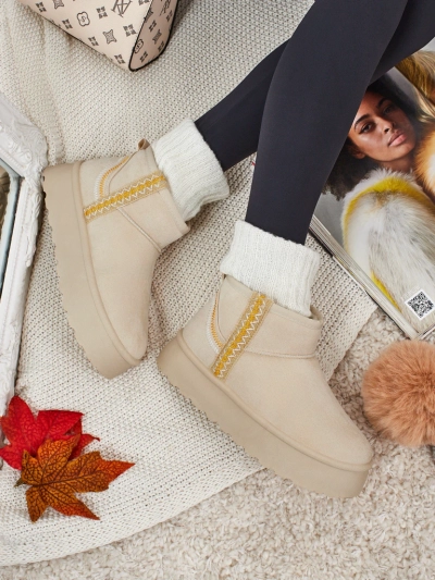 Bottes courtes style bottes de neige pour femmes Pravel