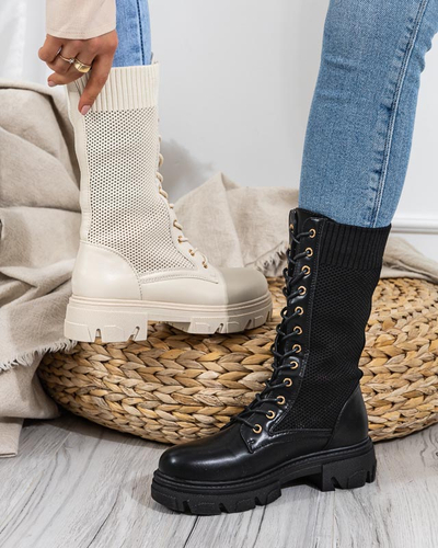 Bottines à lacets femme noires ajourées Buhomi - Footwear