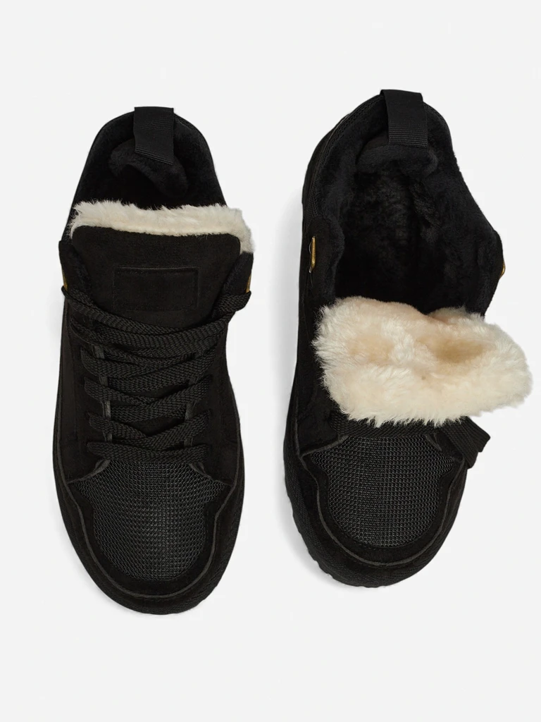 Baskets pour Femmes Diana Noires en Daim Confortables pour l'Hiver