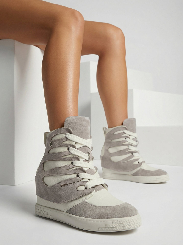 Royalfashion Bottes sportives pour femmes en gris à talon Pamstinsa