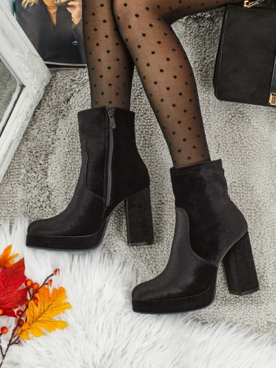 Bottines pour femmes à talons épais imitation velours Miss