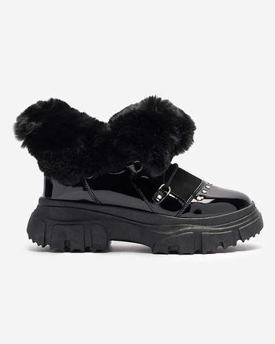 Bottes de neige noires à lacets pour femmes Fentes- Footwear
