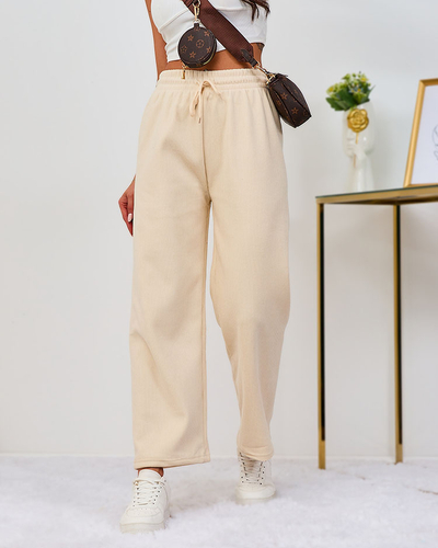 Royalfashion Pantalon femme en velours côtelé crème réchauffé