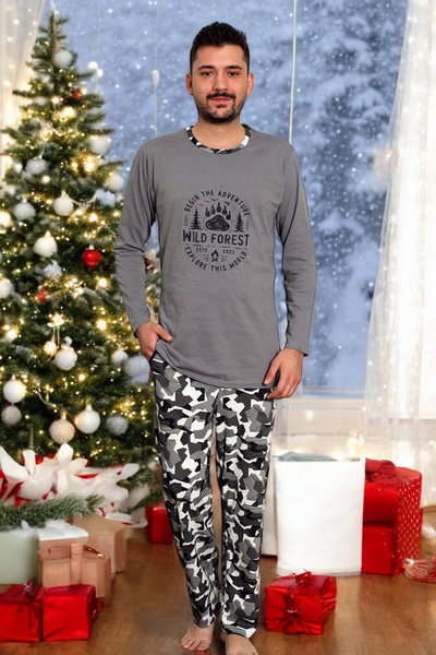 Pyjama homme bleu marine avec pantalon à carreaux - Vêtements