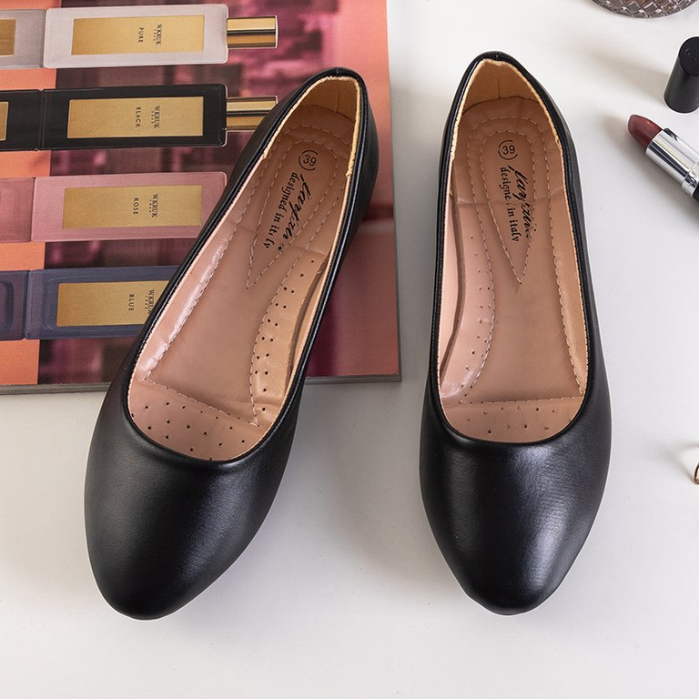 OUTLET Ballerines en cuir écologique pour femmes noires Kumira - Chaussures
