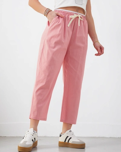 Pantalons larges en coton pour femmes Royalfashion avec liens