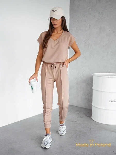 Ensemble Beige Livia avec Col en V