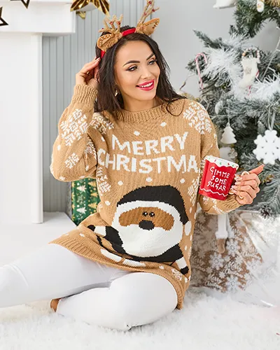 Pull de Noël pour femmes Royalfashion avec Père Noël