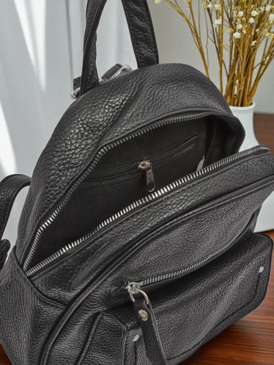 Sac à dos pour femme Astrea Królewska Moda en cuir écologique noir et blanc