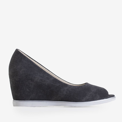 OUTLET Chaussures compensées peep toe femme gris foncé Kaqia - Chaussures