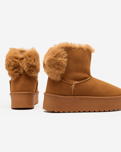 Royalfashion Boots a'la bottes de neige pour femme en couleur camel Goroggo