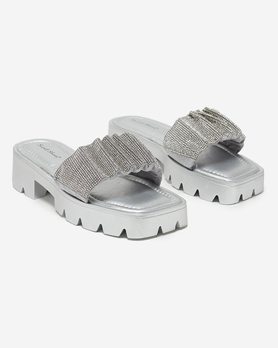 Pantoufles argentées pour femmes avec zircone cubique Emkoy - Footwear