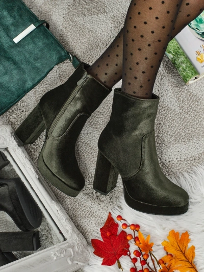 Bottines pour femmes à talons épais imitation velours Miss