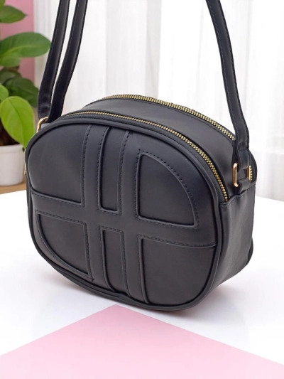 Royalfashion Petit sac à main rond pour femme en cuir écologique Riva Circle