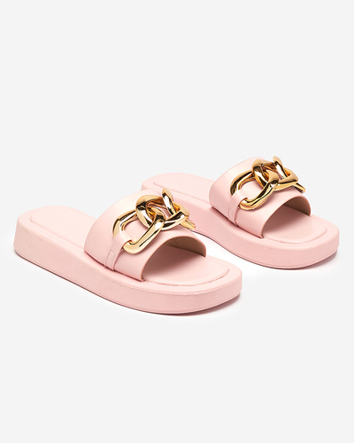 Chaussons femme rose avec chaîne dorée Reteris - Chaussures