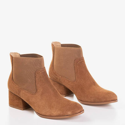 Boots femme marron clair à talons plats Tarina - Chaussures