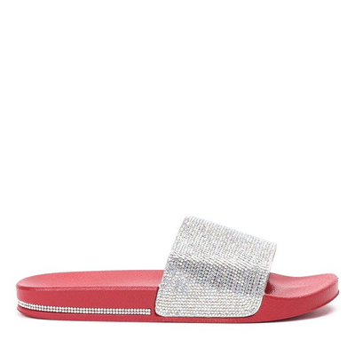 OUTLET Tongs rouges avec zircon cubique Marbella - Footwear