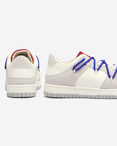 Baskets de sport pour femmes blanc-gris avec lacets bleu marine Olierinc - Chaussures