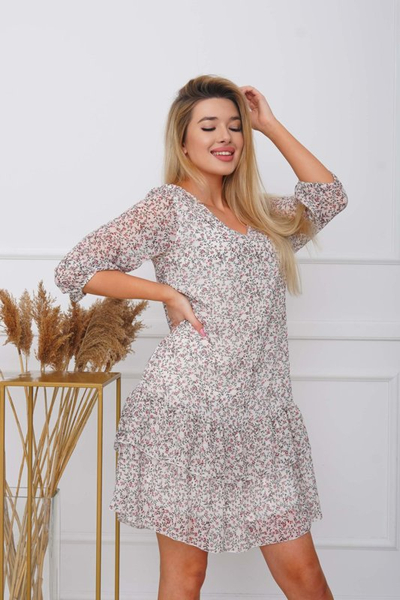 Robe à fleurs blanche pour femme GRANDE TAILLE - Vêtements