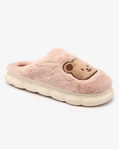 Royalfashion Pantoufles violettes en fourrure pour femme avec ours en peluche Hettres