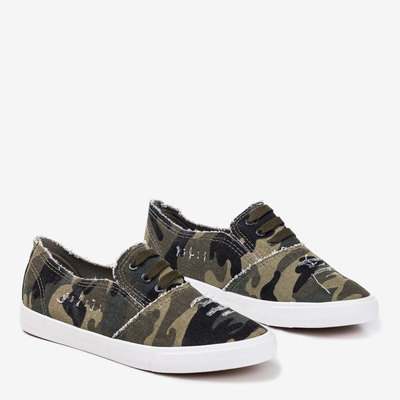 Baskets à enfiler vert clair pour femmes Leandra camo - Chaussures