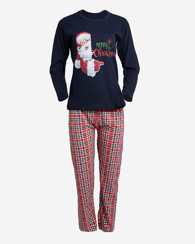 Pyjama 2 pièces bleu marine pour femmes avec impression de Noël - Vêtements