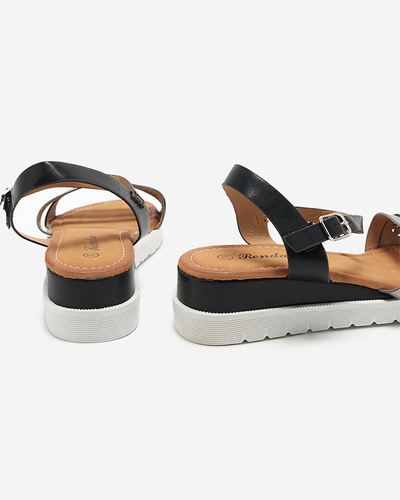 OUTLET Sandales femme noires à semelle compensée basse Dotif- Footwear