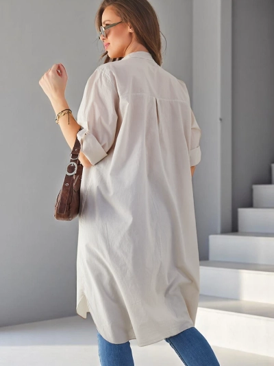 Chemise longue oversized en coton pour femmes Royalfashion